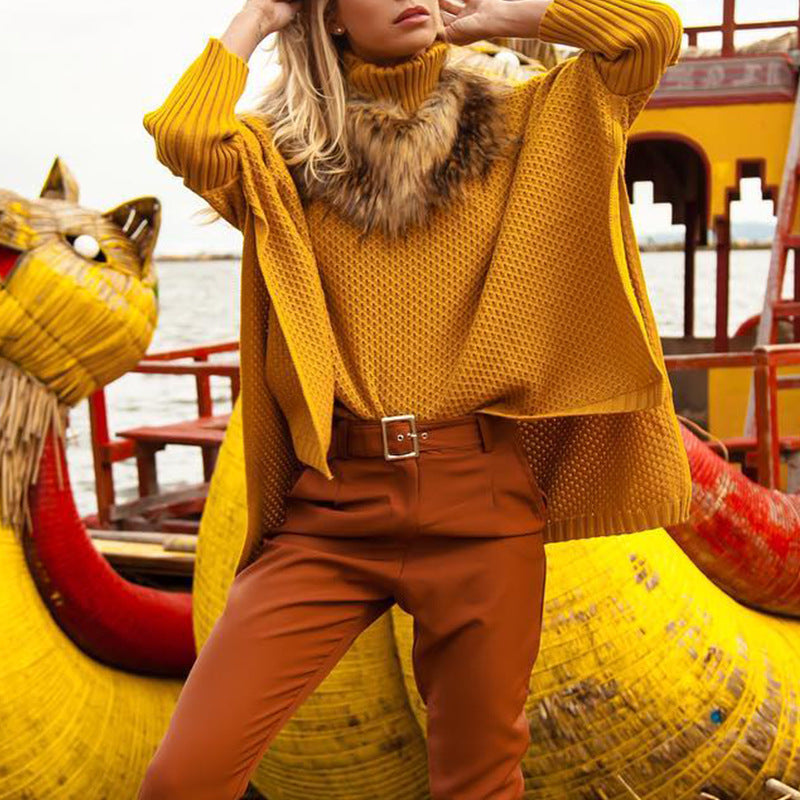 Studio Harvyn | Women - High-Neck Knitted Jumper with Mesh Detail