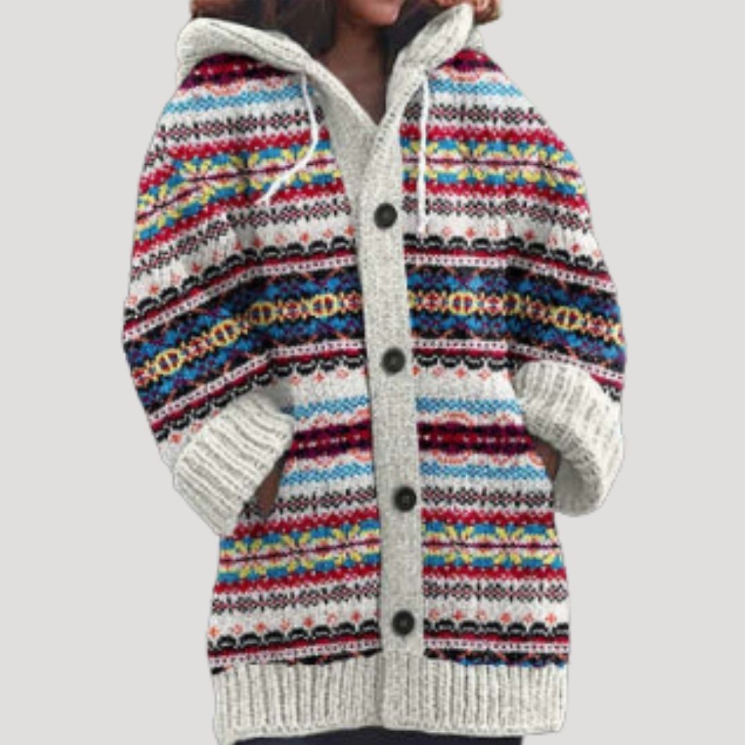 Studio Harvyn | Women - Chunky Knit Cardigan - Fair Isle Style
