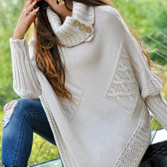 Studio Harvyn | Women - Knitted Poncho - High Collar Style