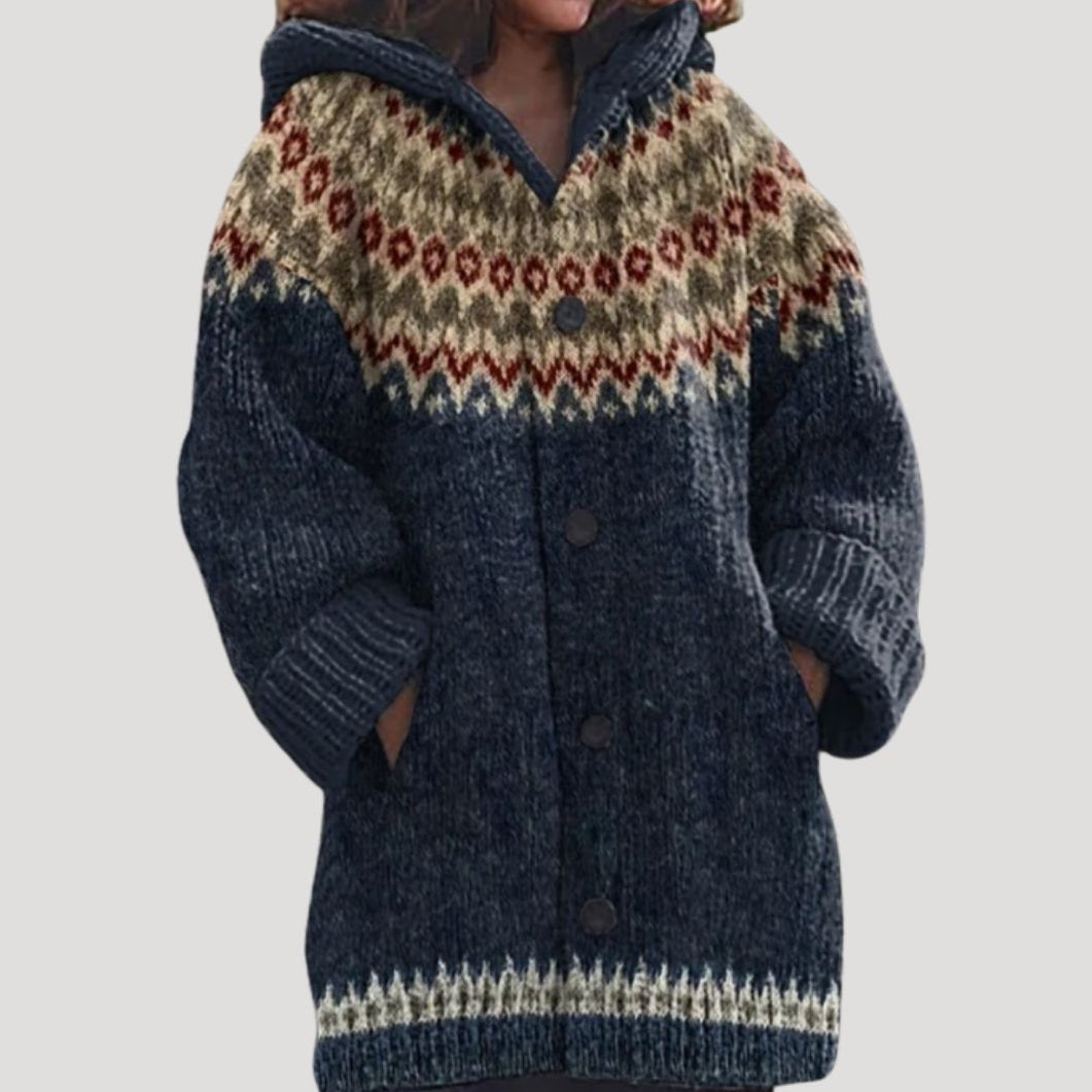 Studio Harvyn | Women - Chunky Knit Cardigan - Fair Isle Style