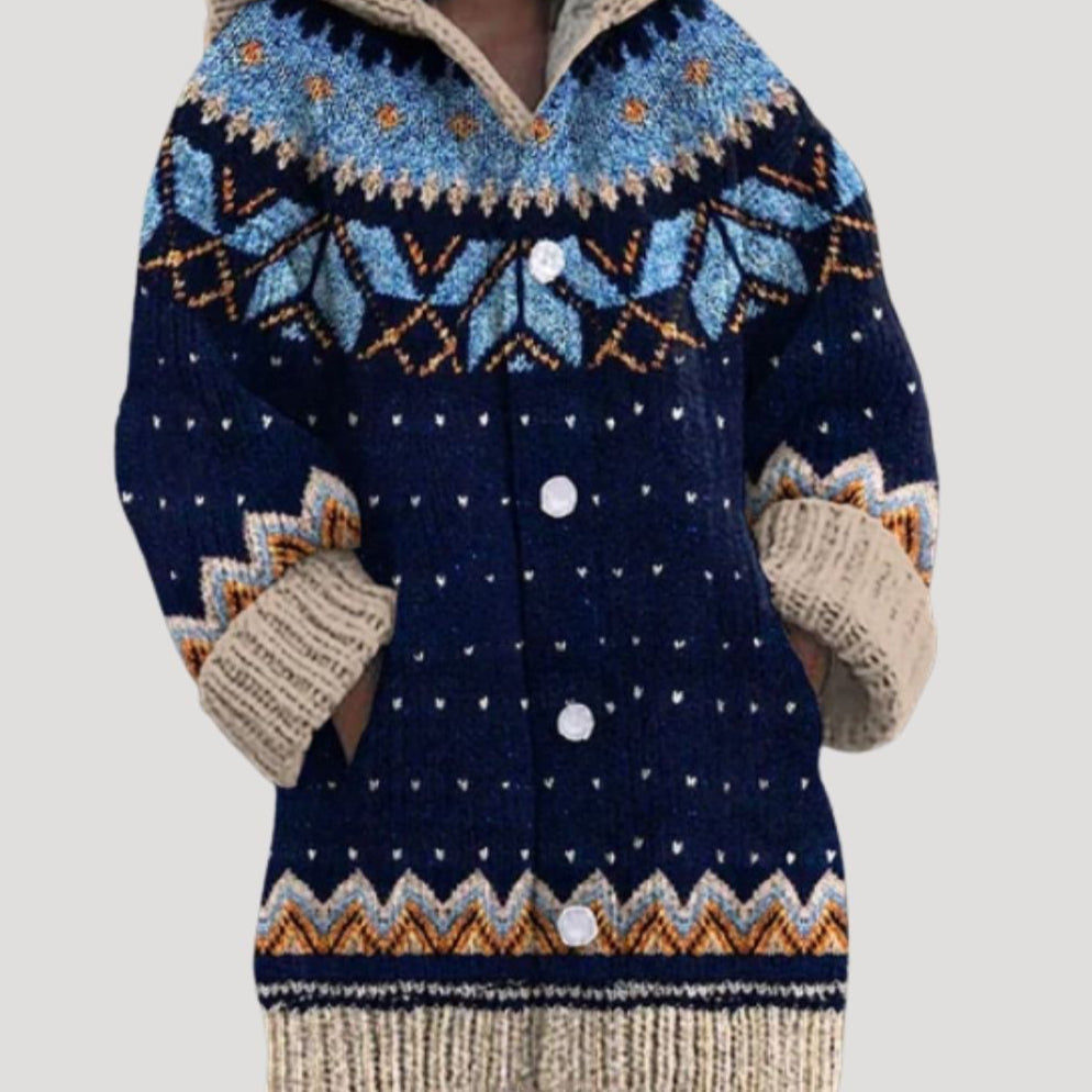 Studio Harvyn | Women - Chunky Knit Cardigan - Fair Isle Style
