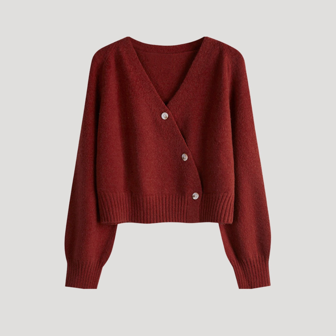 Studio Harvyn | Women – Chunky V-Neck Knit Cardigan - Button-Up