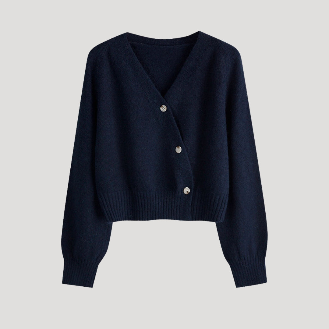 Studio Harvyn | Women – Chunky V-Neck Knit Cardigan - Button-Up