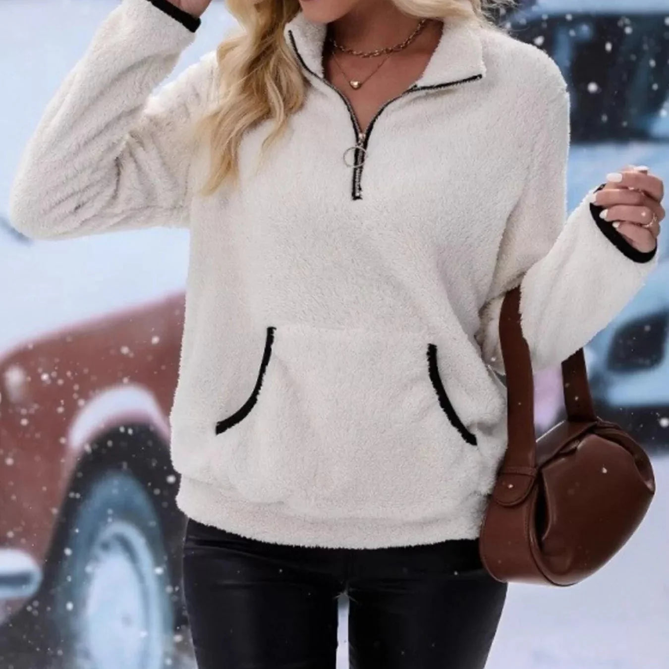 Studio Harvyn | Women - Fleece Pullover - Half-Zip Teddy Jumper