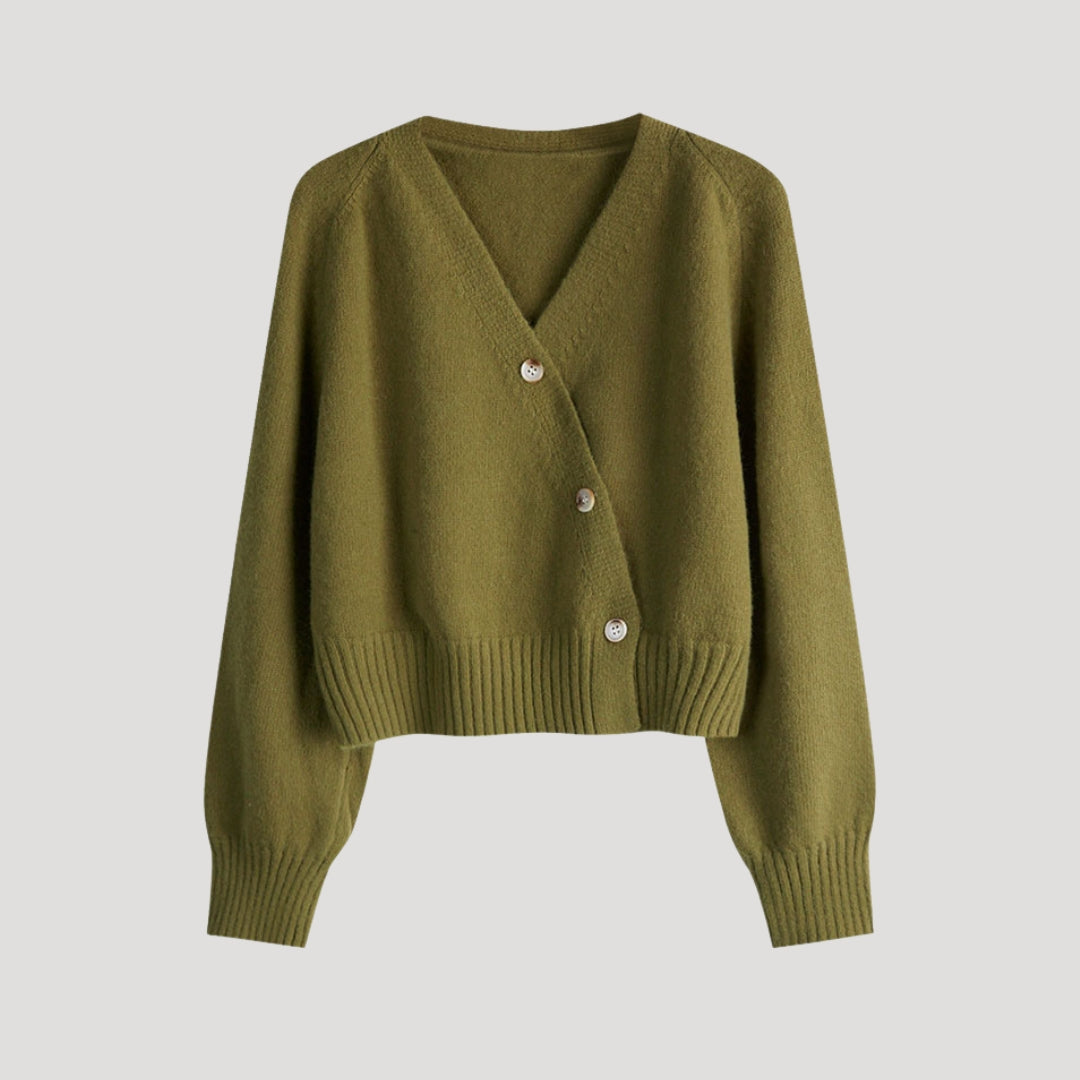 Studio Harvyn | Women – Chunky V-Neck Knit Cardigan - Button-Up