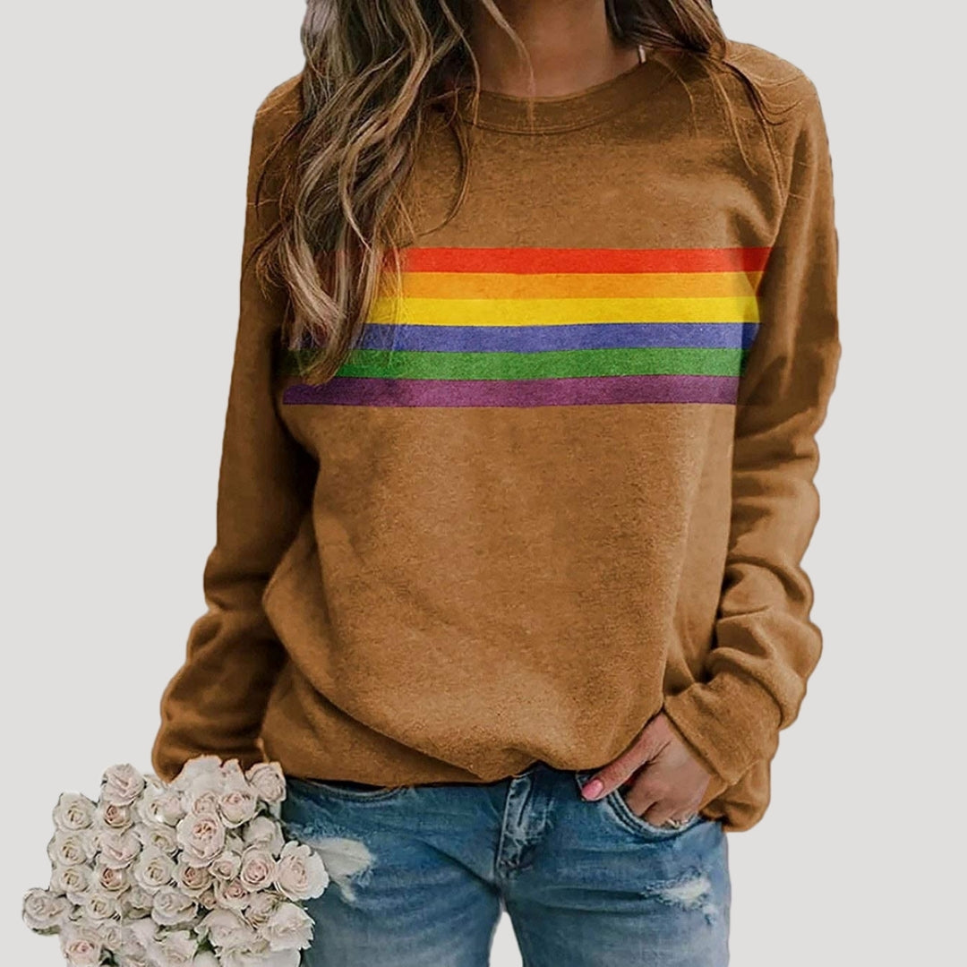 Studio Harvyn | Women – Crewneck Pullover - Rainbow Stripe Design