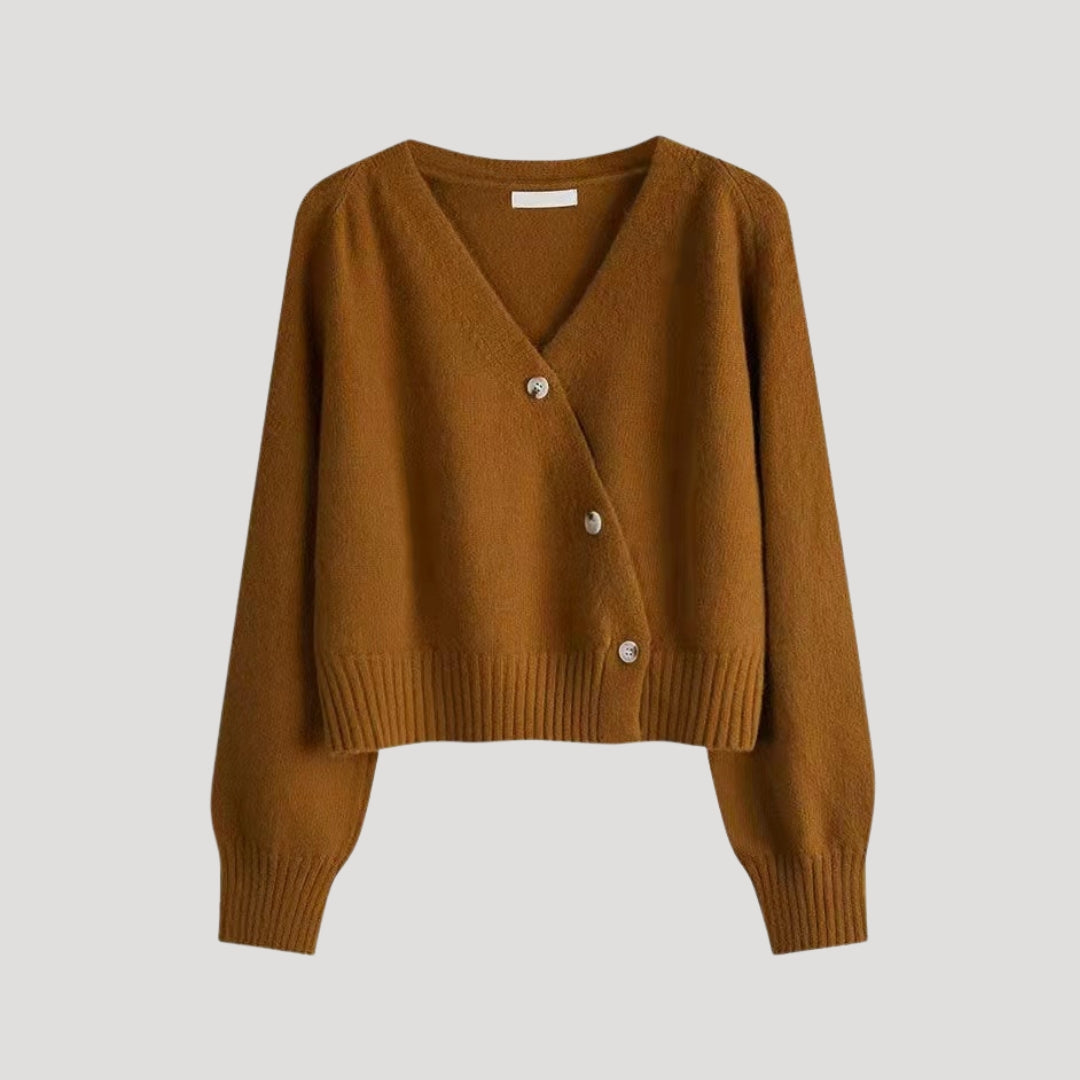 Studio Harvyn | Women – Chunky V-Neck Knit Cardigan - Button-Up
