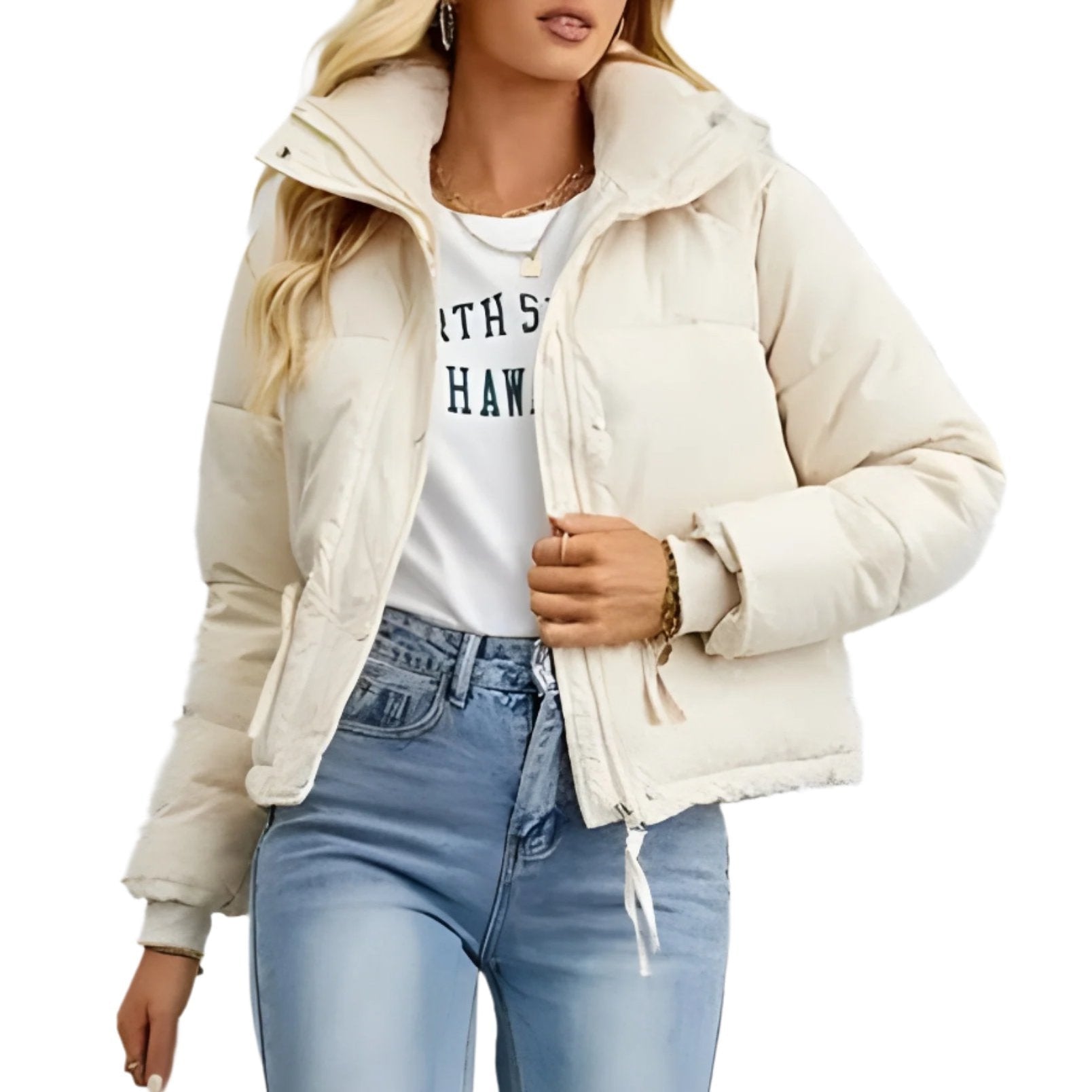 Studio Harvyn | Women - Puffer Jacket - Warm Zip High Collar