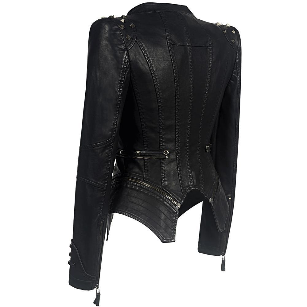 Studio Harvyn | Women – Black Slim Fit Biker Jacket - Stylish Design