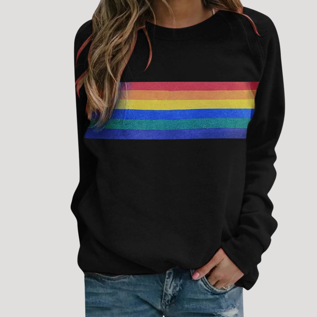 Studio Harvyn | Women – Crewneck Pullover - Rainbow Stripe Design