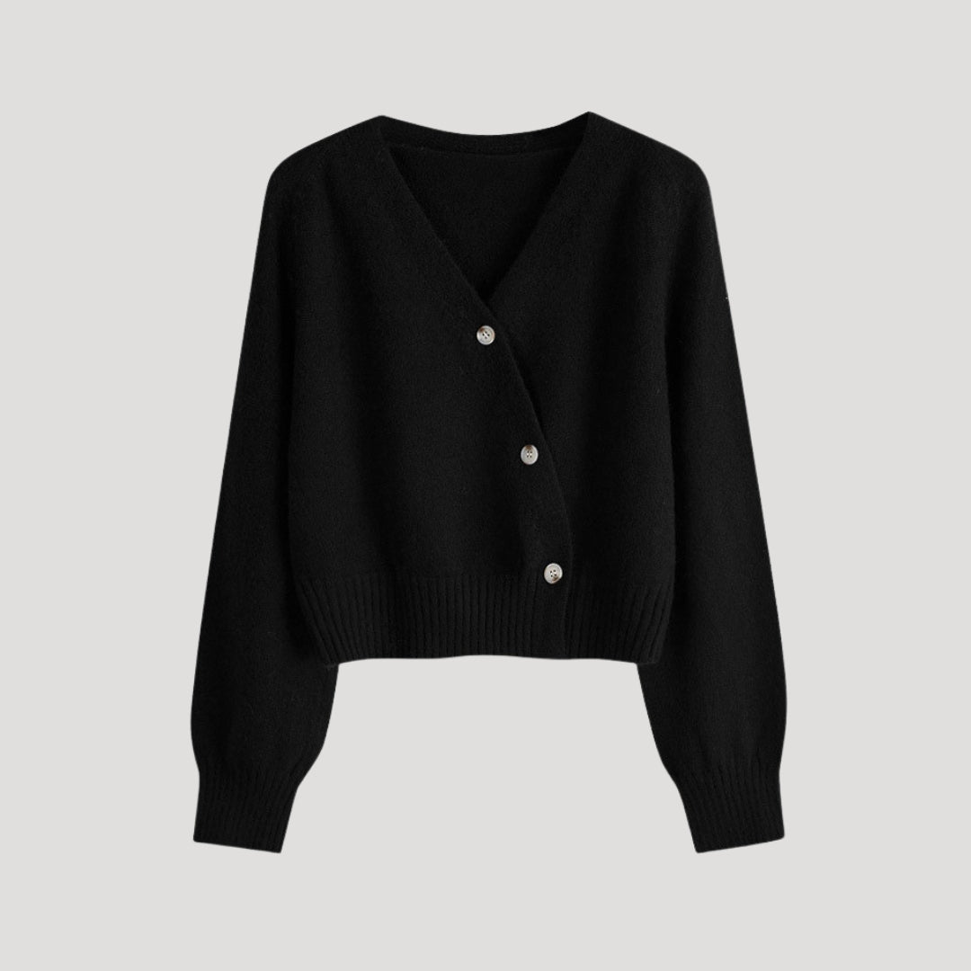 Studio Harvyn | Women – Chunky V-Neck Knit Cardigan - Button-Up