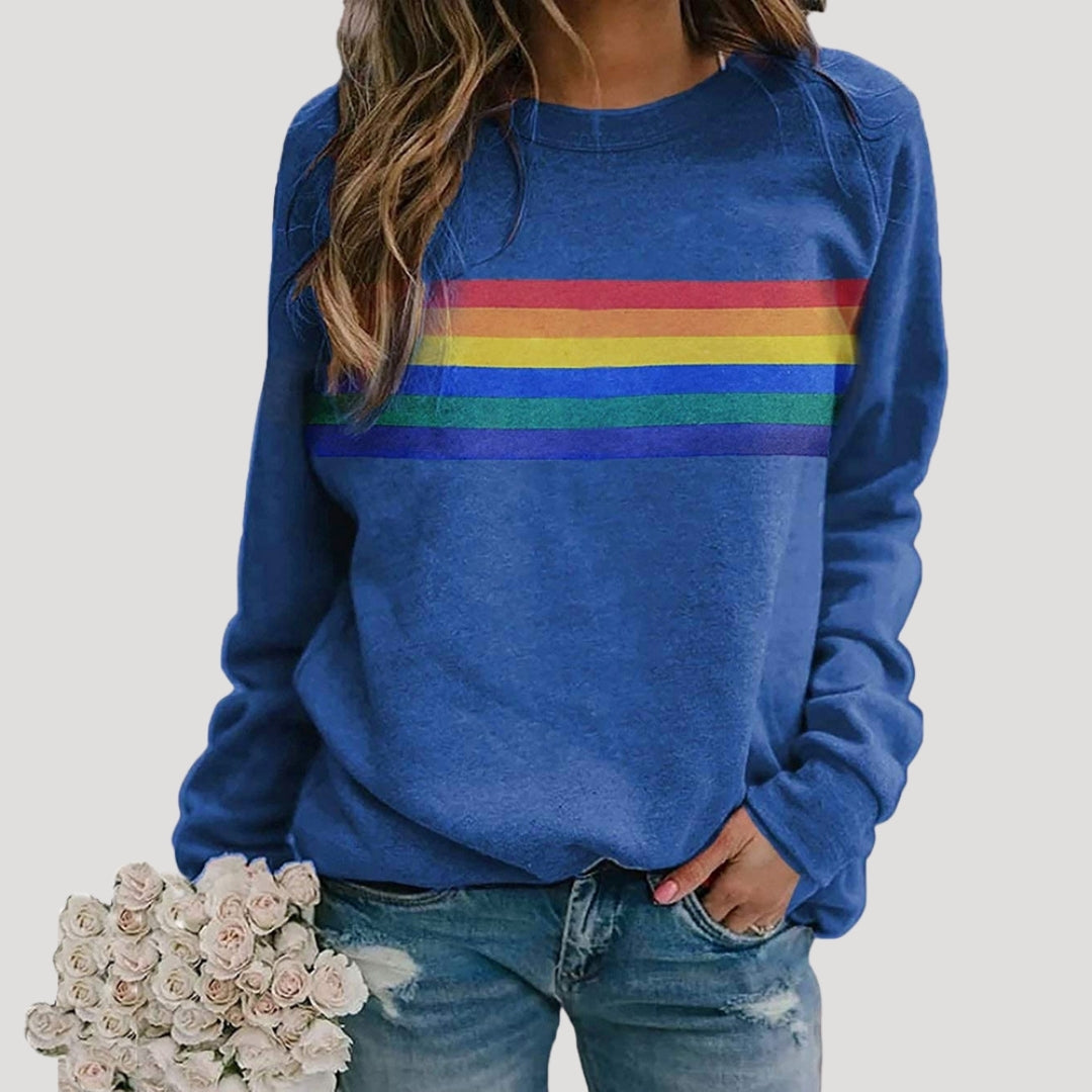 Studio Harvyn | Women – Crewneck Pullover - Rainbow Stripe Design