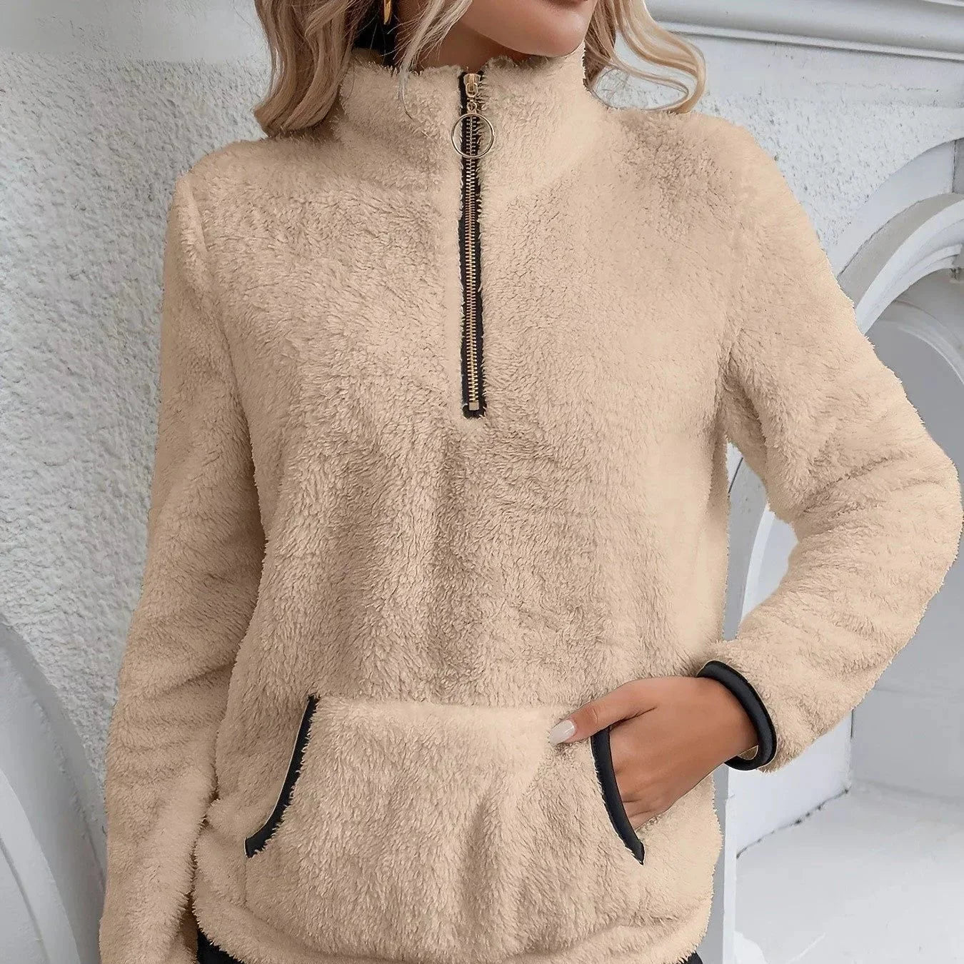 Studio Harvyn | Women - Fleece Pullover - Half-Zip Teddy Jumper