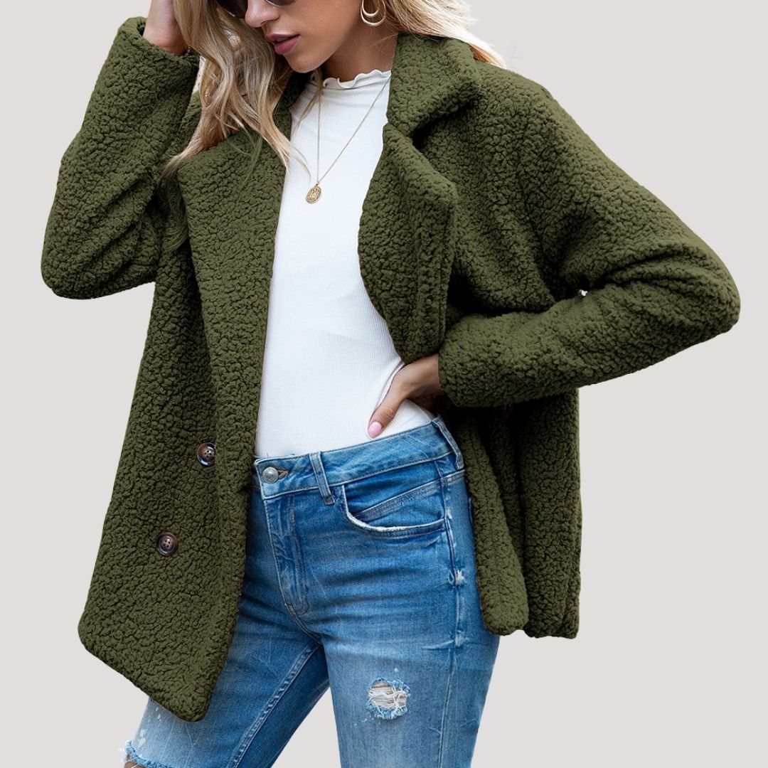 Studio Harvyn | Women - Double Breasted Fleece Jacket - Winter Style