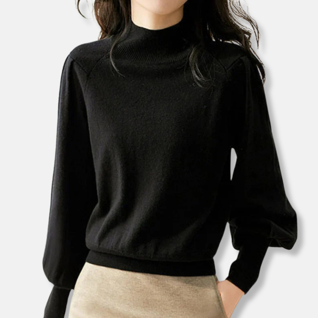 Studio Harvyn | Women - Mock Neck Balloon Sleeve Jumper - Wool Blend