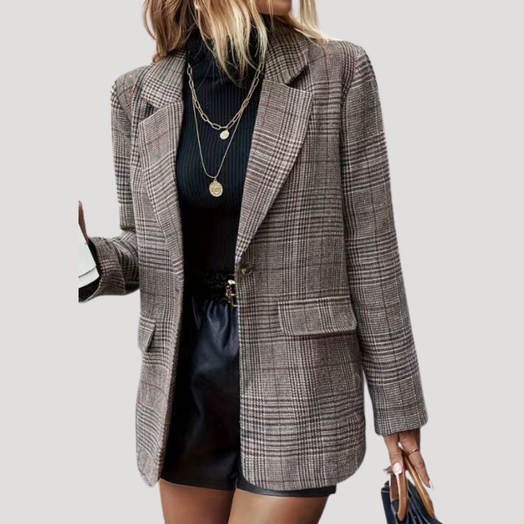 Studio Harvyn | Women - Tailored Check Winter Blazer - Wool Blend