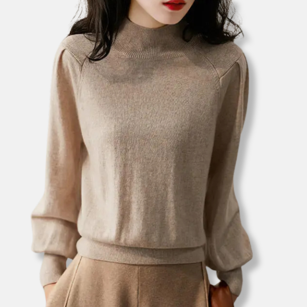Studio Harvyn | Women - Mock Neck Balloon Sleeve Jumper - Wool Blend