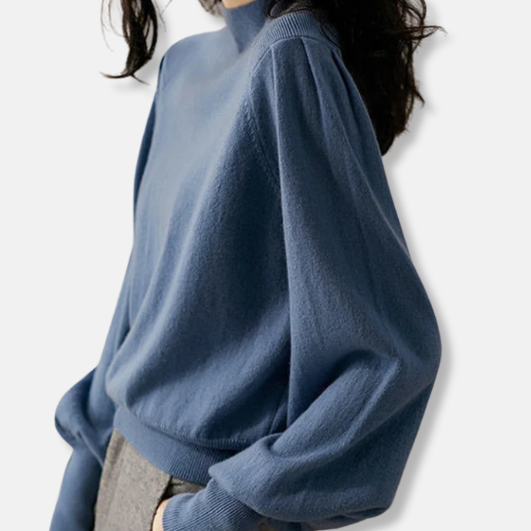 Studio Harvyn | Women - Mock Neck Balloon Sleeve Jumper - Wool Blend