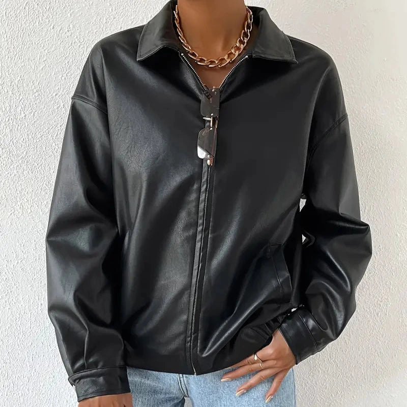 Women's - Faux Leather Jacket - Stylish & Versatile