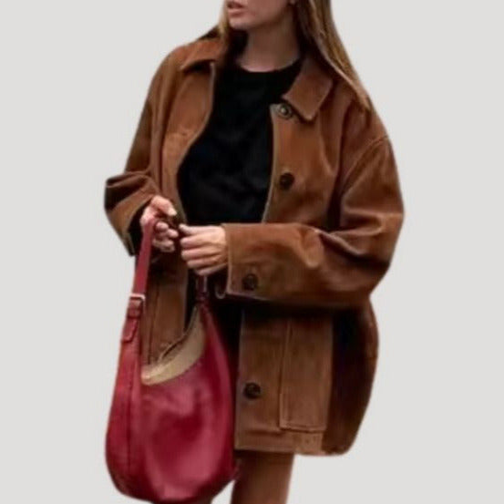Studio Harvyn | Women – Suede Winter Jacket - Oversized Style