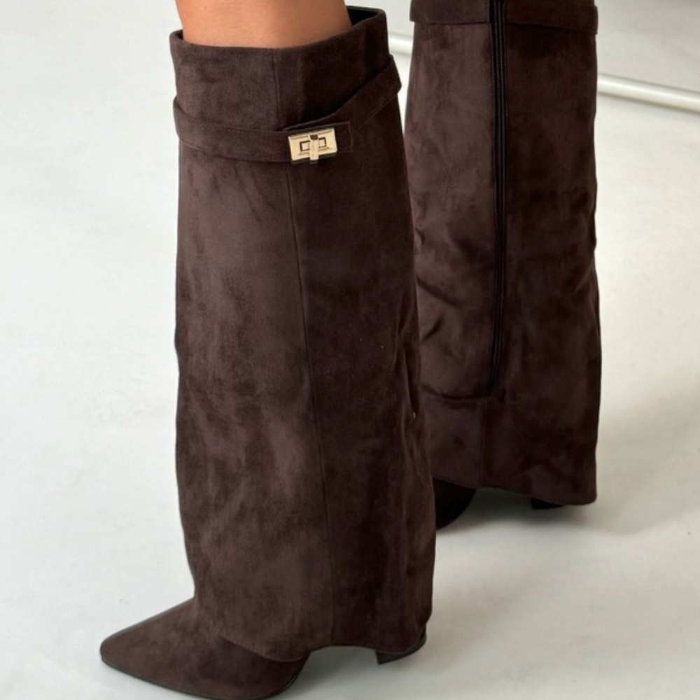Studio Harvyn | Women - Knee-High Boots - Pointed Toe Leather Zip