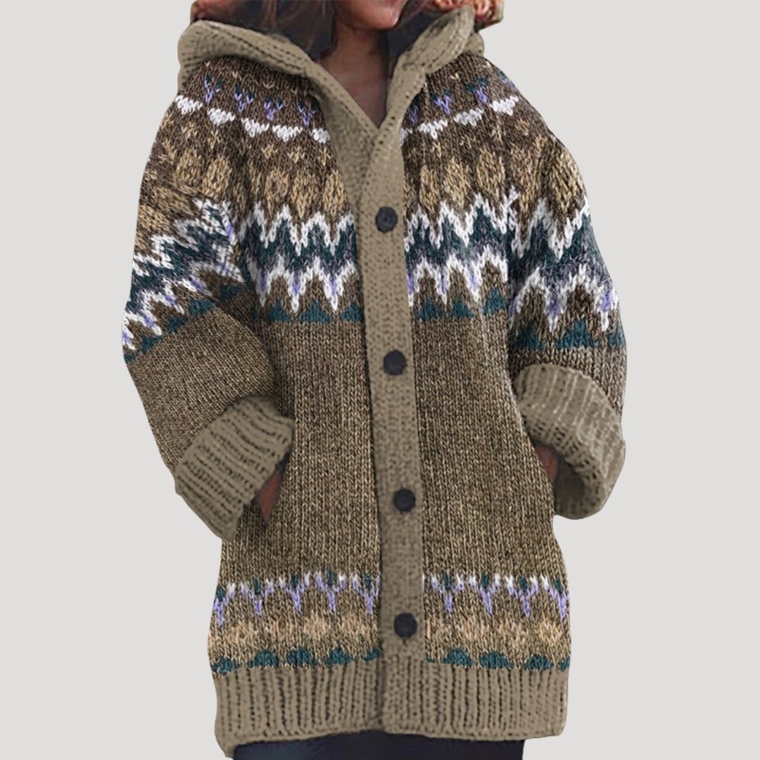 Studio Harvyn | Women - Chunky Knit Cardigan - Fair Isle Style