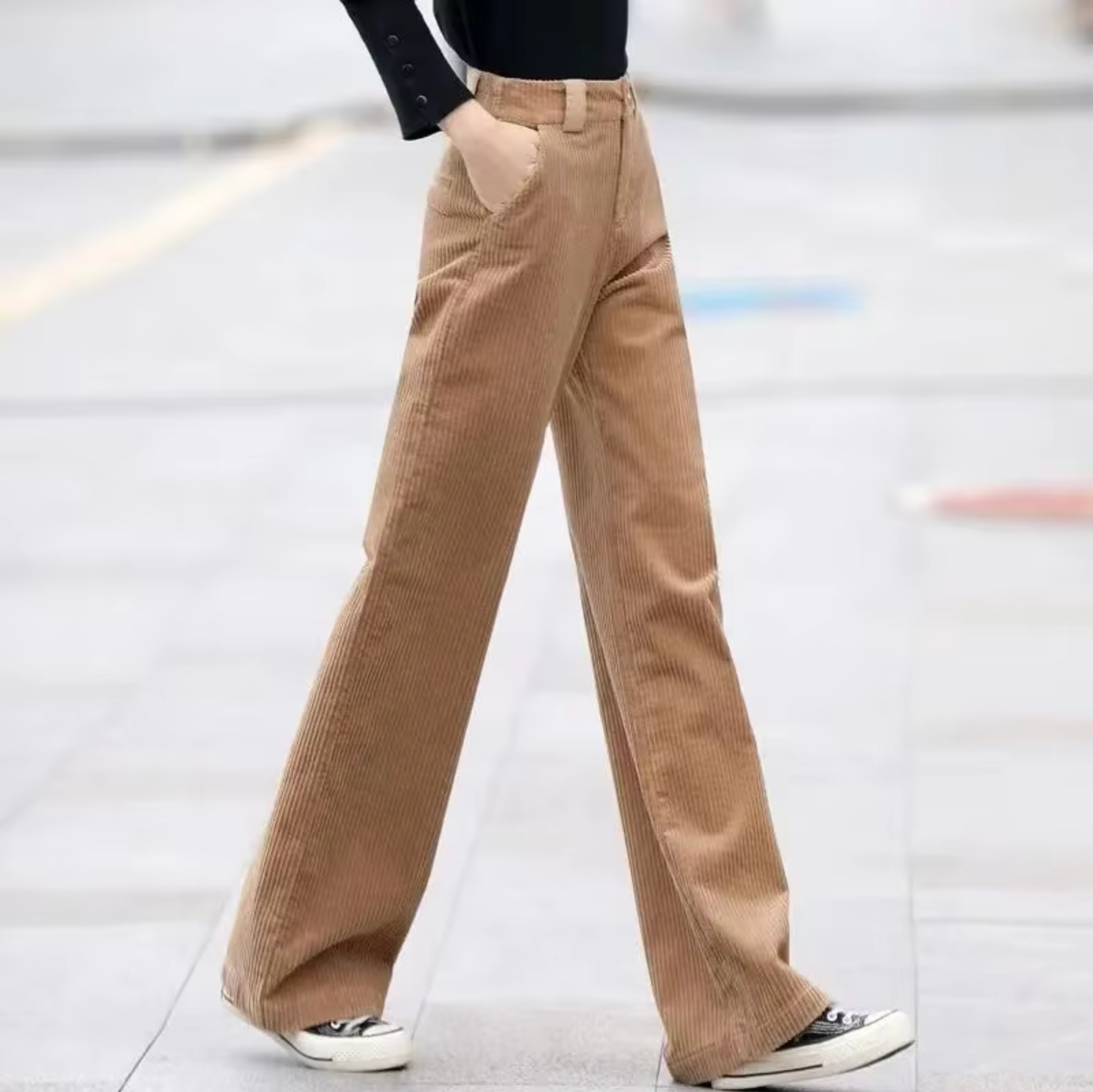 Studio Harvyn | Women - High Waisted Khaki Corduroy Trousers