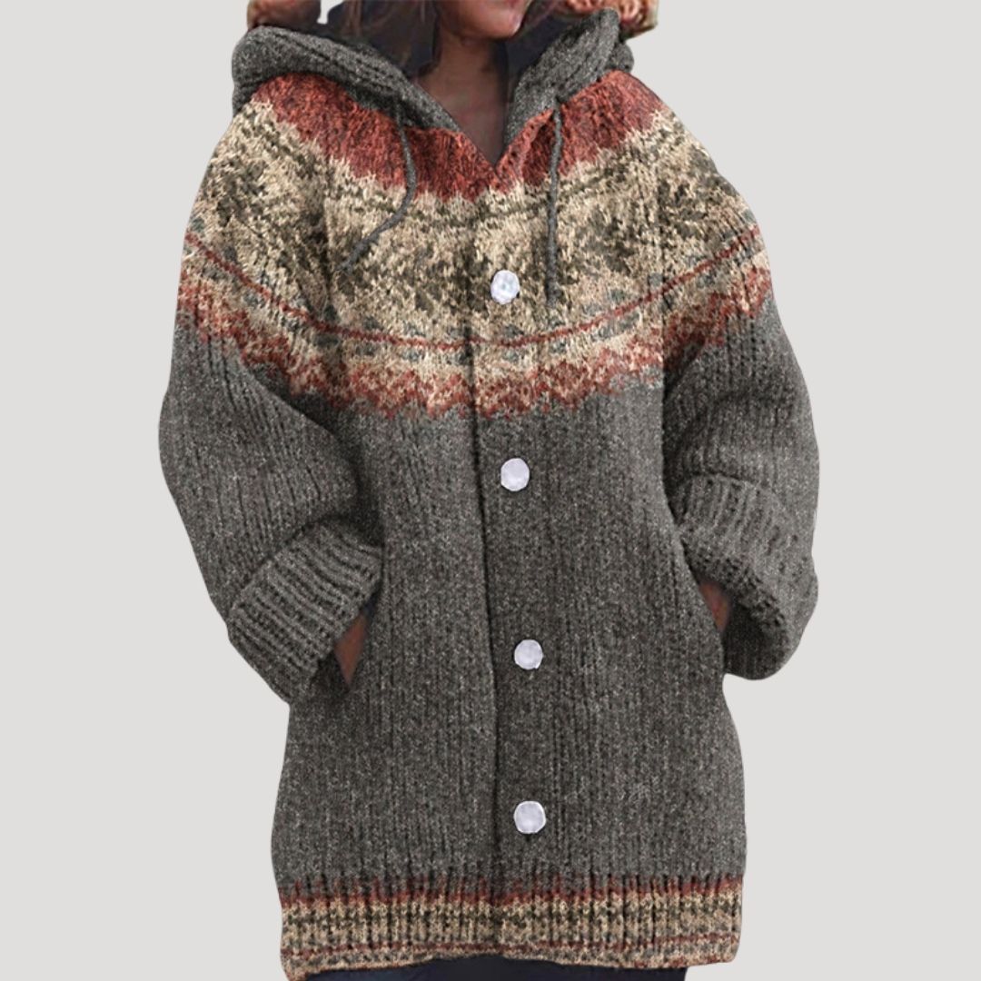 Studio Harvyn | Women - Chunky Knit Cardigan - Fair Isle Style