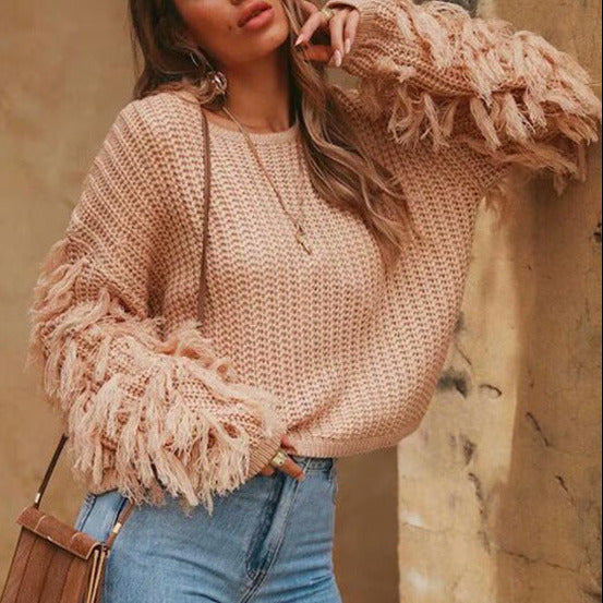Studio Harvyn | Women - Cosy Knitted Jumper - Fringed Sleeves