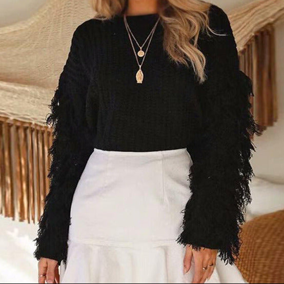 Studio Harvyn | Women - Cosy Knitted Jumper - Fringed Sleeves