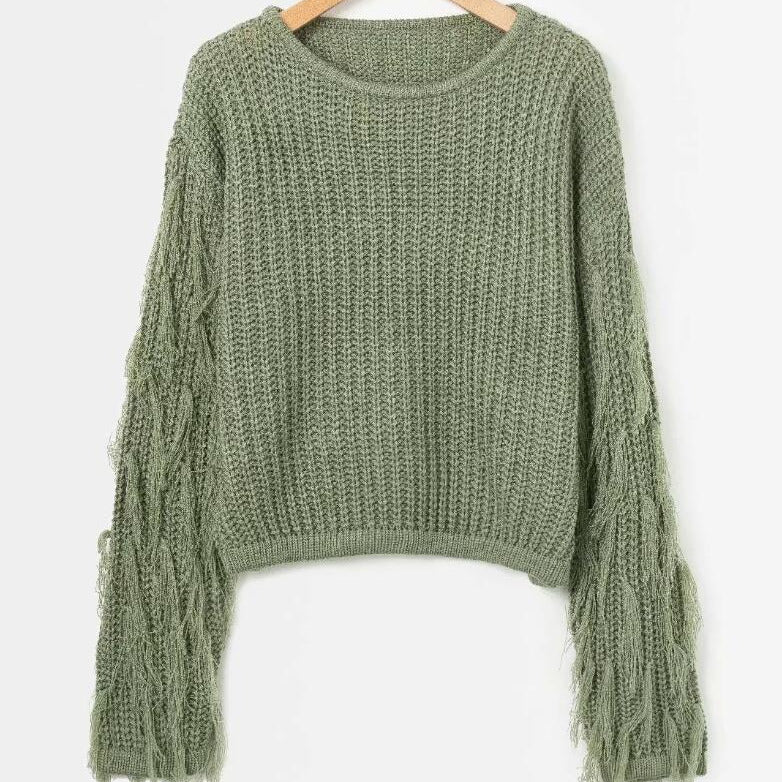 Studio Harvyn | Women - Cosy Knitted Jumper - Fringed Sleeves