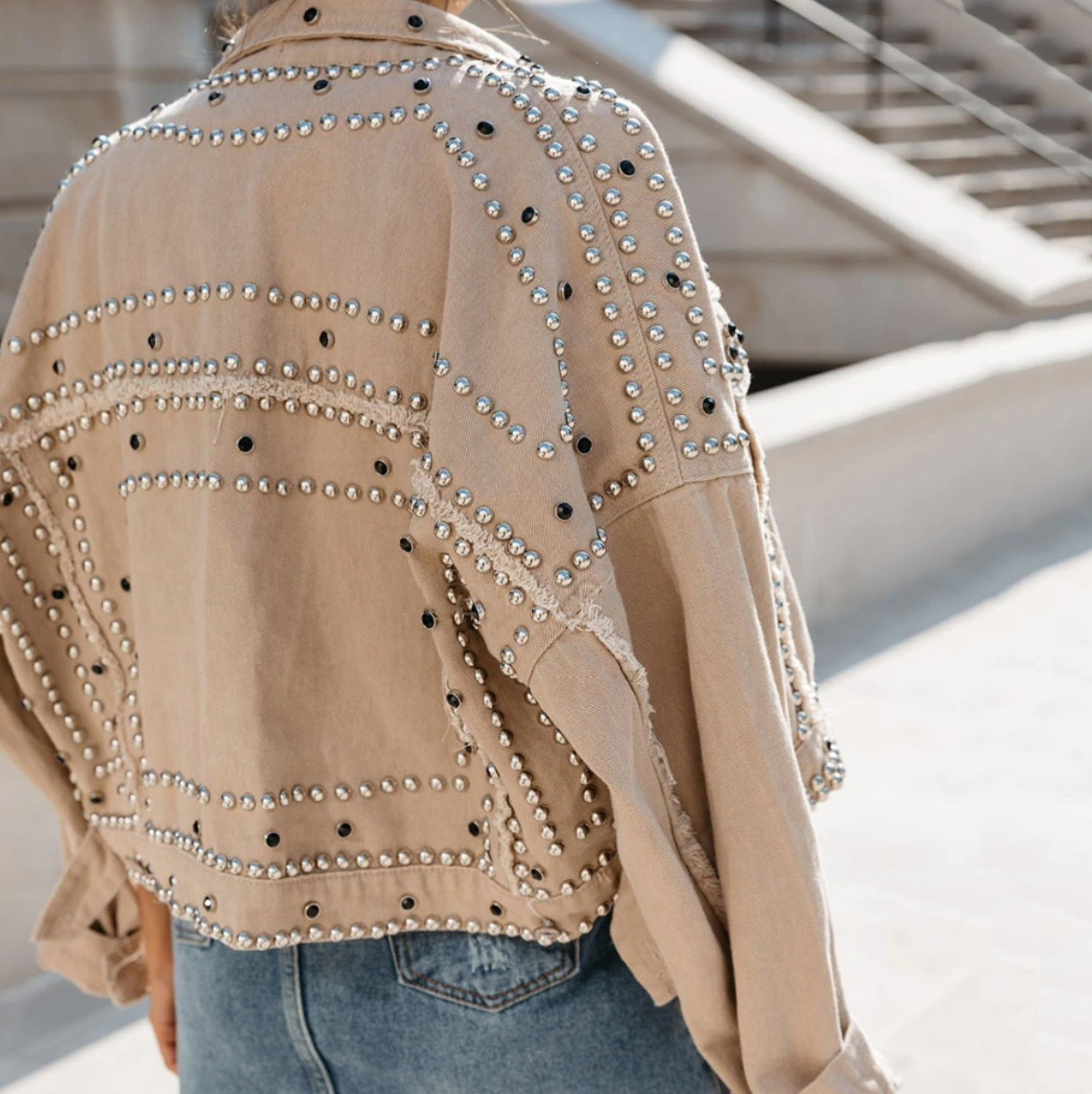 Studio Harvyn | Women - Studded Bomber Jacket - Button Front