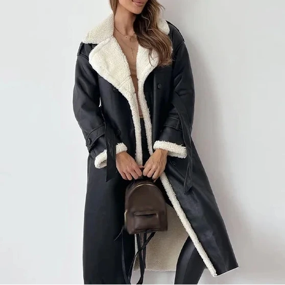 Studio Harvyn | Women - Long Warm Winter Coat - Button-Down Style