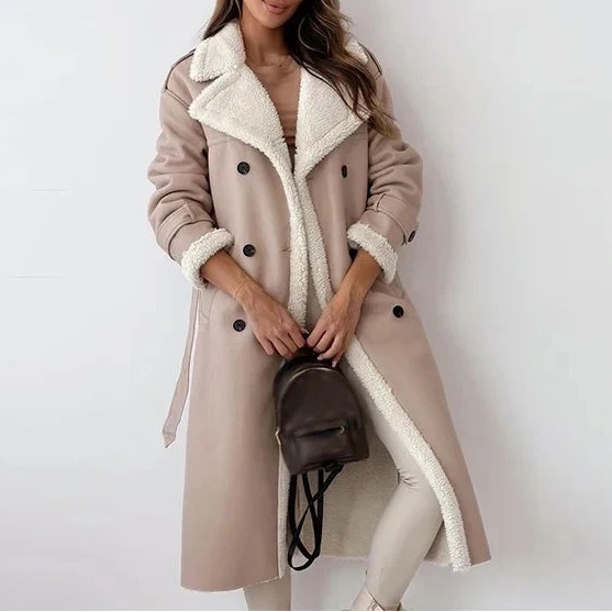 Studio Harvyn | Women - Long Warm Winter Coat - Button-Down Style