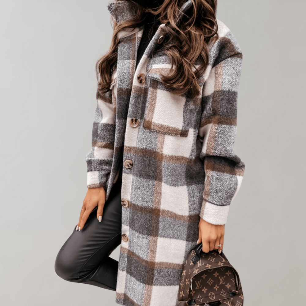Studio Harvyn | Women - Plaid Long Jacket - Soft Wool Blend Layering
