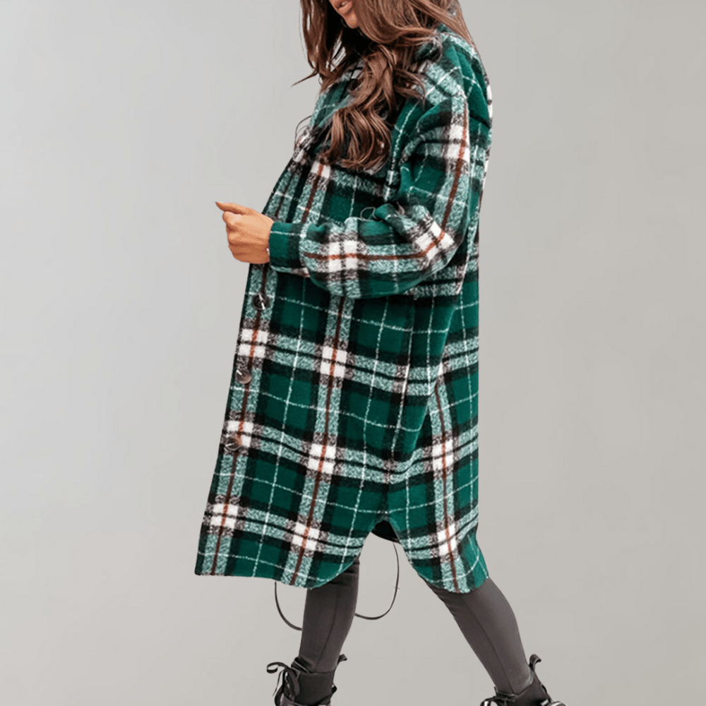 Studio Harvyn | Women - Plaid Long Jacket - Soft Wool Blend Layering