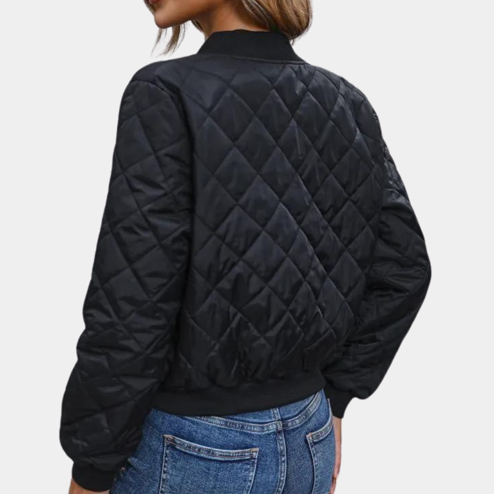 Studio Harvyn | Women – Black Bomber Jacket - Quilted Design