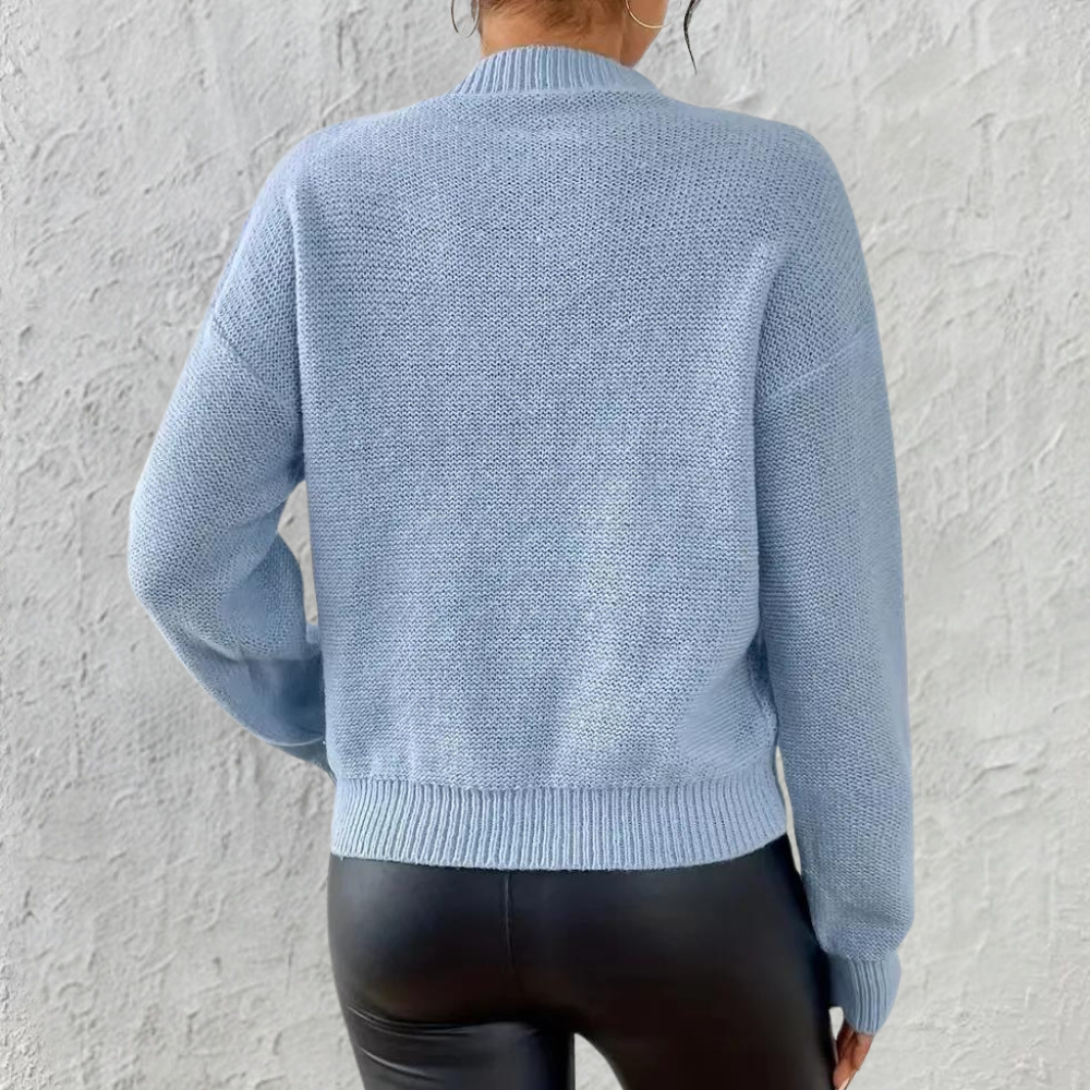 Studio Harvyn | Women – Blue Cable Knit Jumper - Round Neck