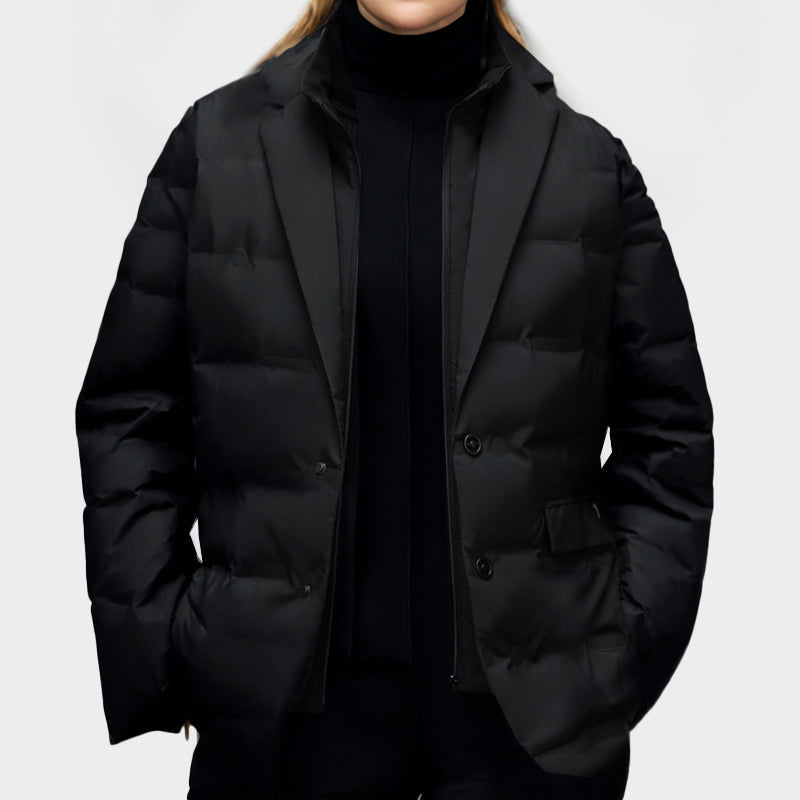 Studio Harvyn | Women - Puffer Blazer Jacket - Notched Lapel Style