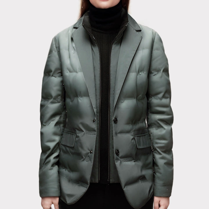 Studio Harvyn | Women - Puffer Blazer Jacket - Notched Lapel Style