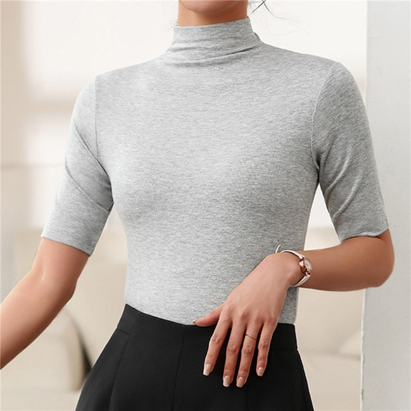 Studio Harvyn | Women - Slim Fit Half Sleeve Turtleneck Top