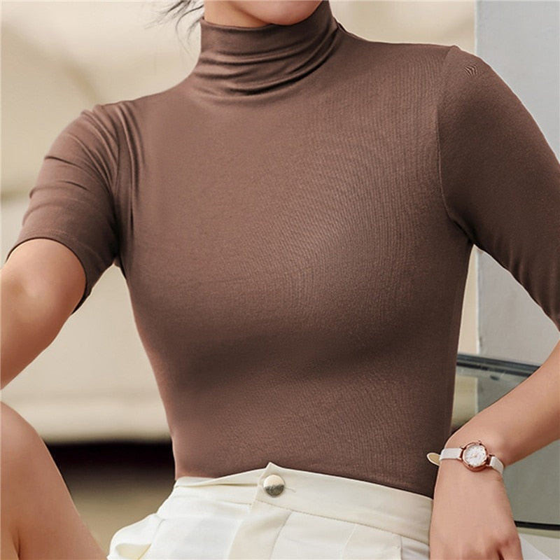 Studio Harvyn | Women - Slim Fit Half Sleeve Turtleneck Top