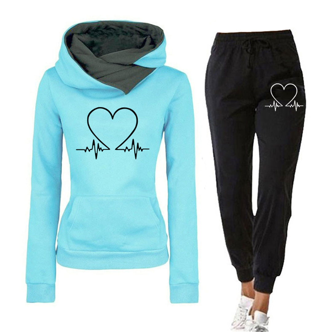Studio Harvyn | Women - Loungewear Set - Heartbeat Print Hoodie & Joggers