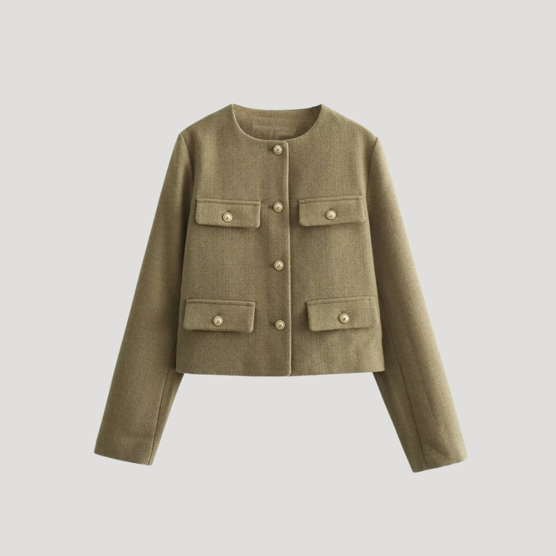 Studio Harvyn | Women- Cropped Cardigan with Pockets - Button-Up