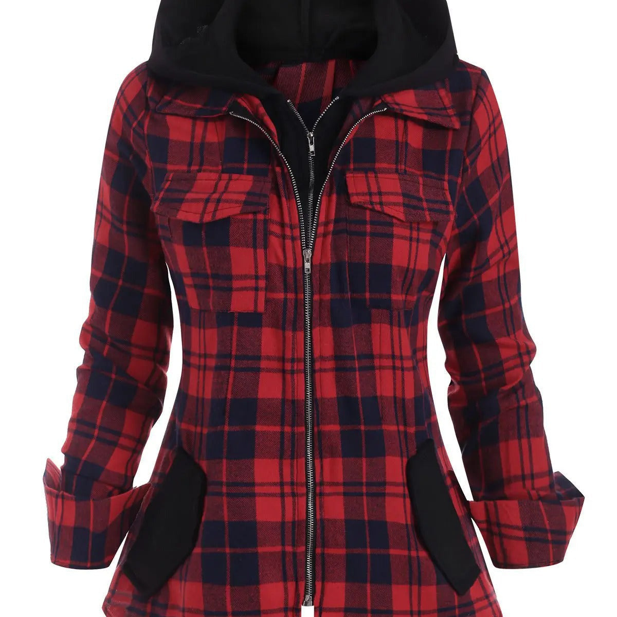 Studio Harvyn | Women - Hooded Flannel Jacket with Pockets
