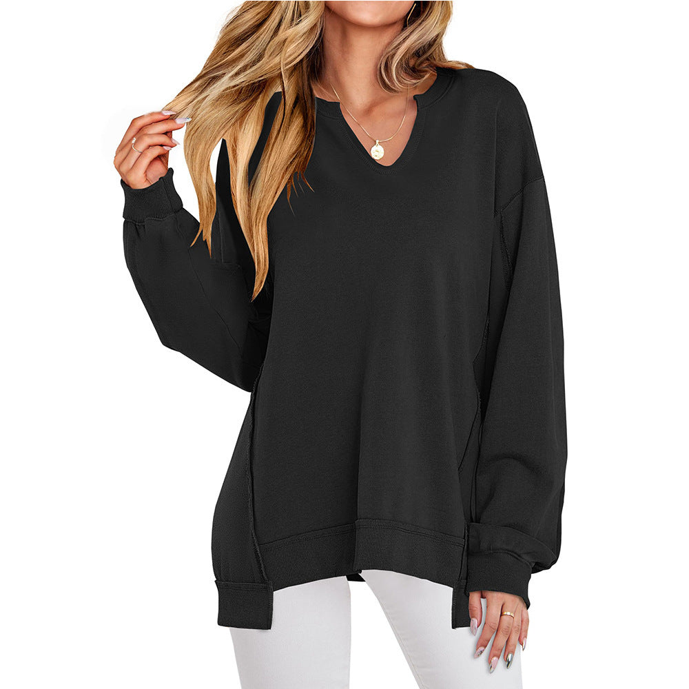 Studio Harvyn | Women - Casual V-Neck Pullover with Oversized Sleeves