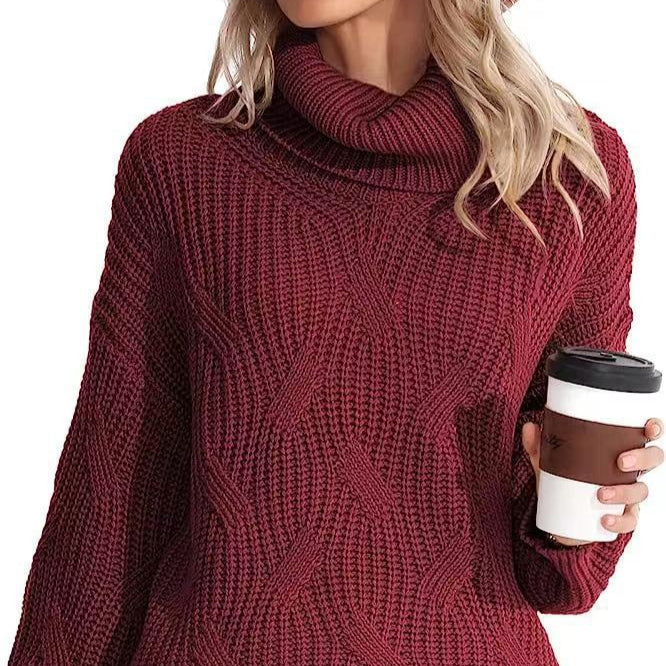 Studio Harvyn | Women - Cable Pattern Knitted Jumper - High Collar