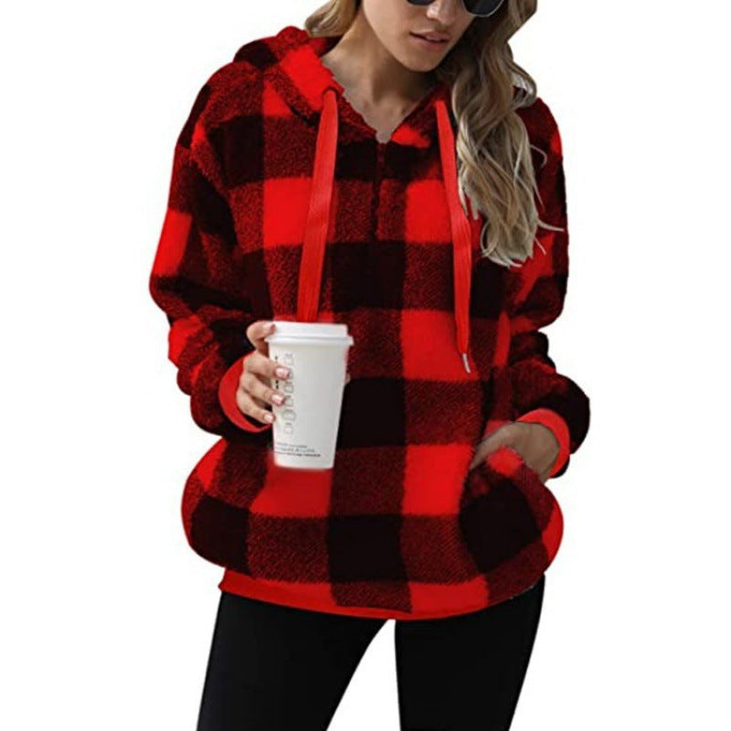 Studio Harvyn | Women - Checked High Collar Hoodie - Cosy Style