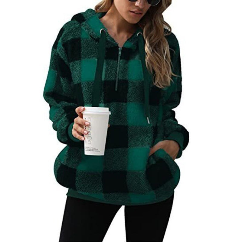 Studio Harvyn | Women - Checked High Collar Hoodie - Cosy Style