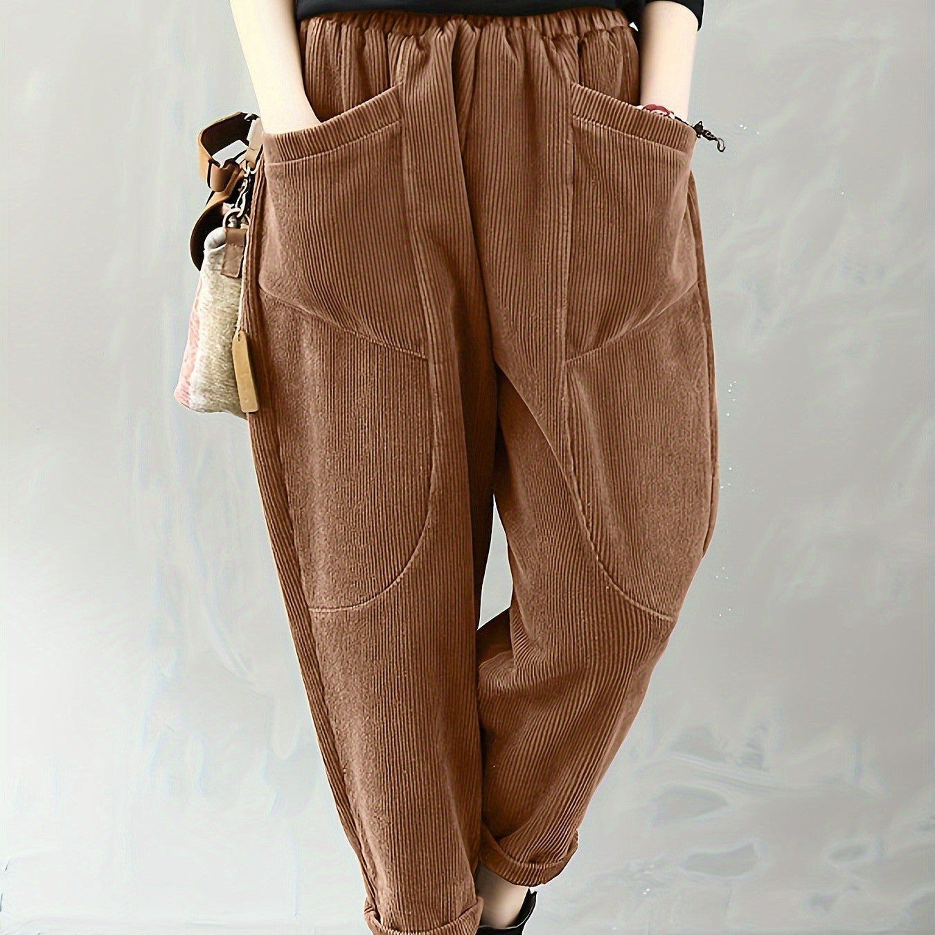 Studio Harvyn | Women - Loose Fit Corduroy Trousers with Pockets